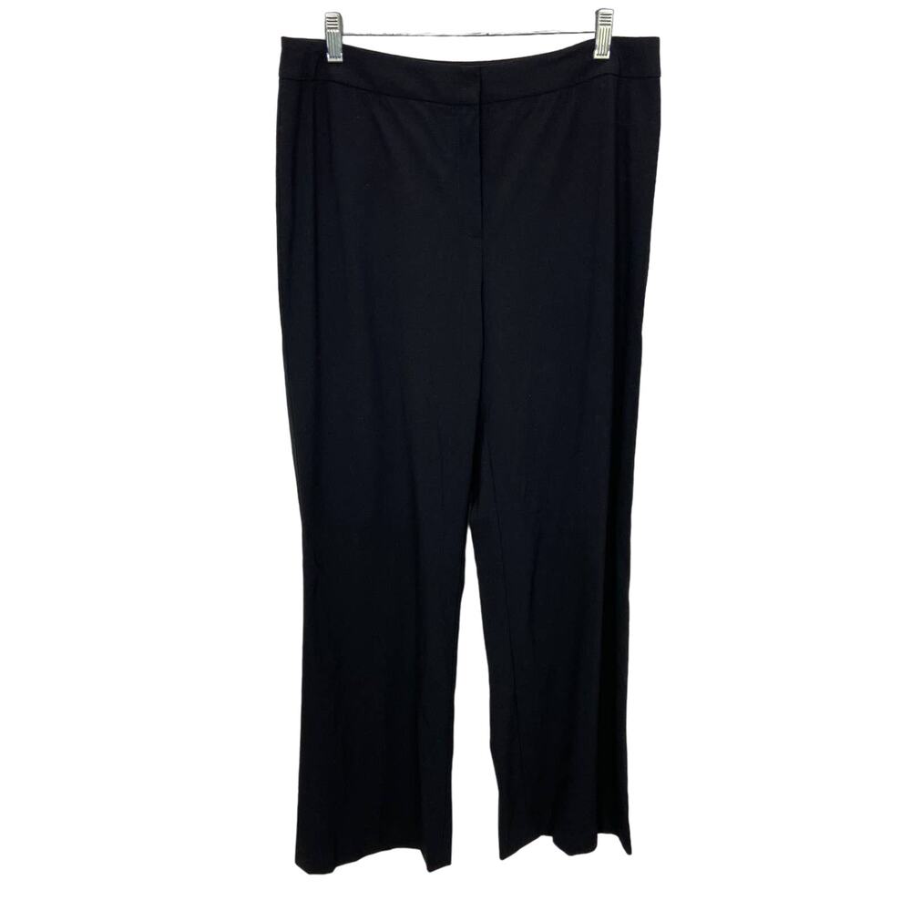 Lafayette 148 Black Dress Pants 12 Stretch Wool Straight Leg Minimalist Corpcore